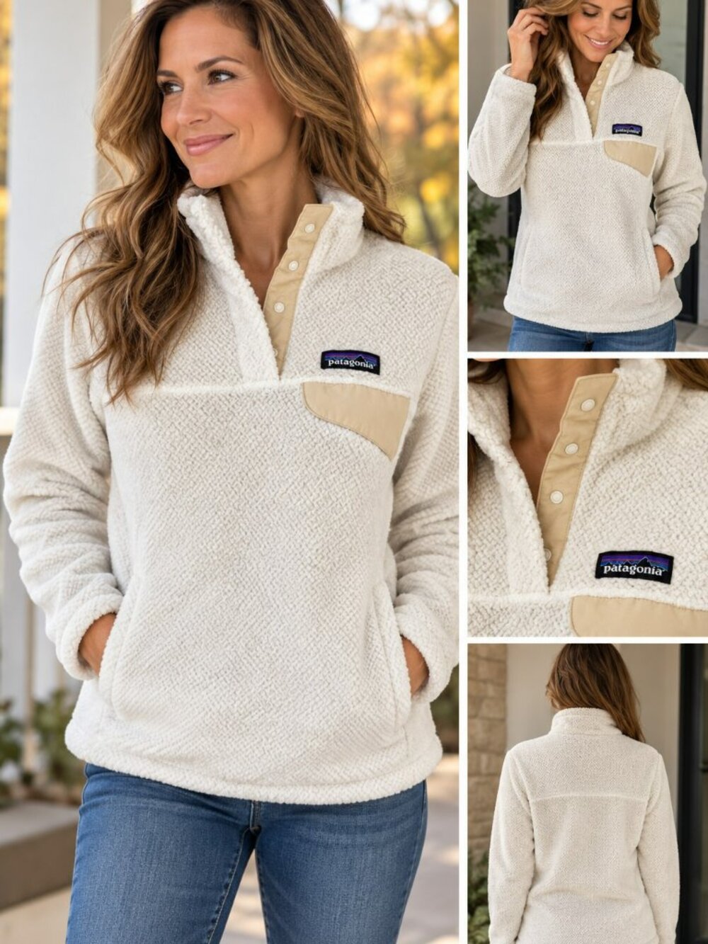 Patagonia Re-Tool Snap-T Fleece Pullover Cream Ivory Women’s Small